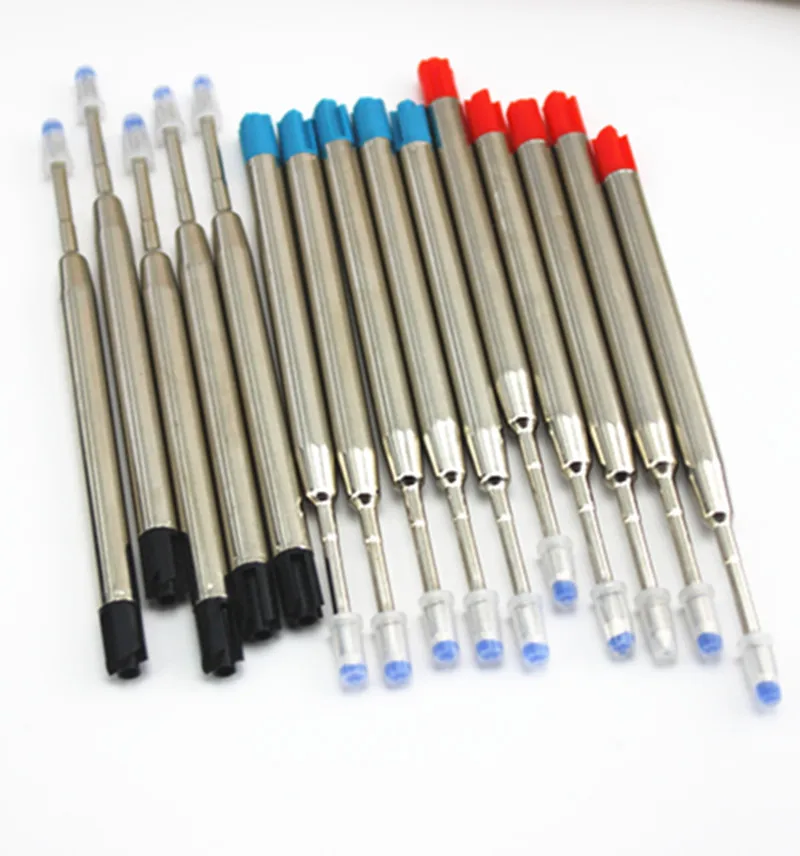 10 pcs/lot Roller Ballpoint Pen Refill Medium Nib Blue Black Color Ink Ball Pens Refill for School Office Writing Stationery