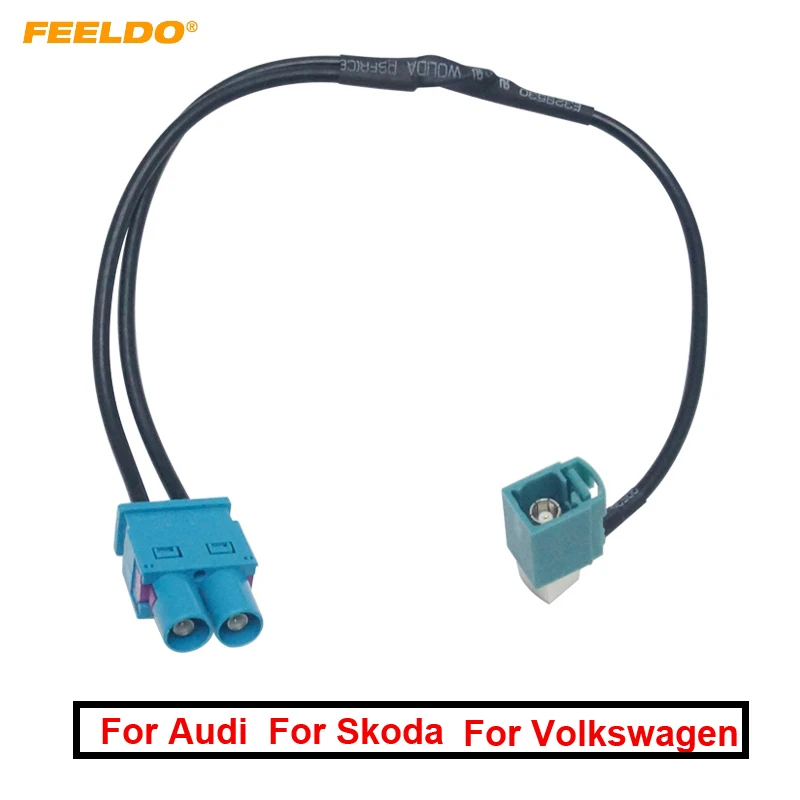 1PC Car 1-Way Plug/Female To 2-Way Male/Jack FAKRA2-Z Radio Antenna Terminals With Amplifier For Volkswagen/Skoda Head Unit