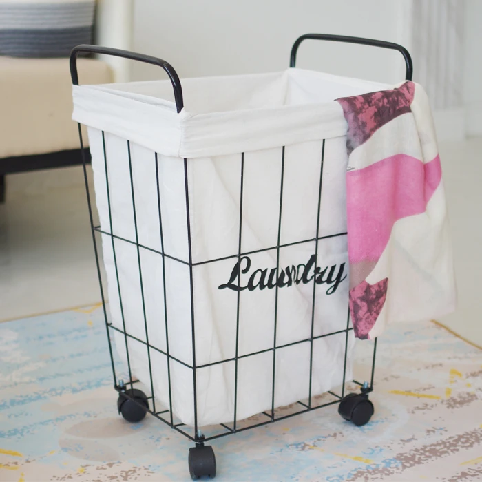 

Iron Suoer Large Storage Basket Toys Storage Furnishing Clothing Movable Luandry Basket Bathroom Living Home Decoration New