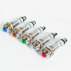 8mm metal Indicator lights no wire 12V 24V 220v power signal lamp LED indication mini indication light waterproof Signal lamp