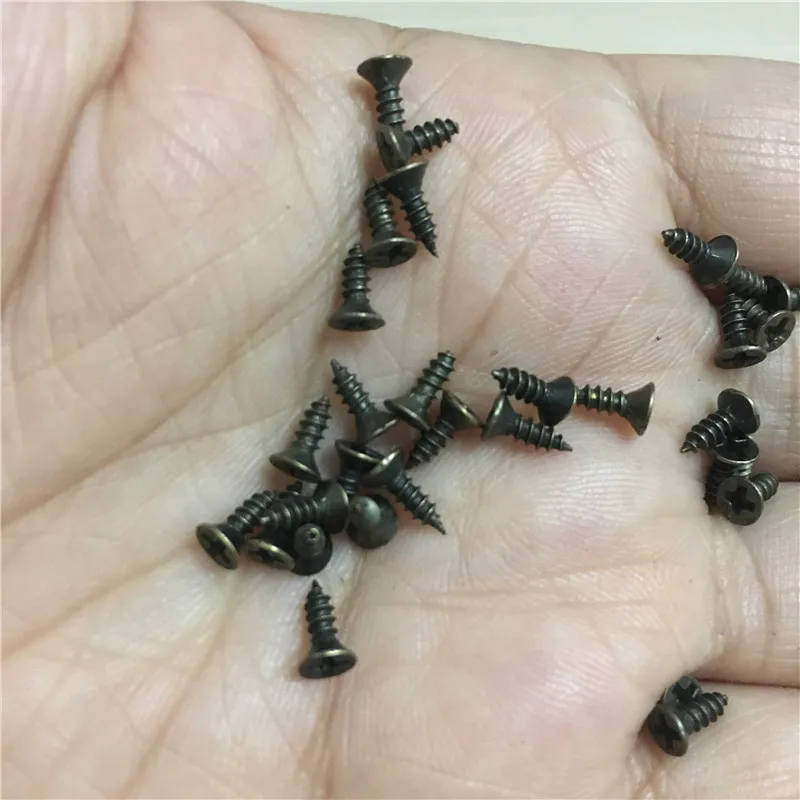 M2 Phillips Plain Furniture Flat Round Countersunk Head Screws Self-Tapping Screws and Bolts Woodworking Tool M2x6mm,Bronze Tone