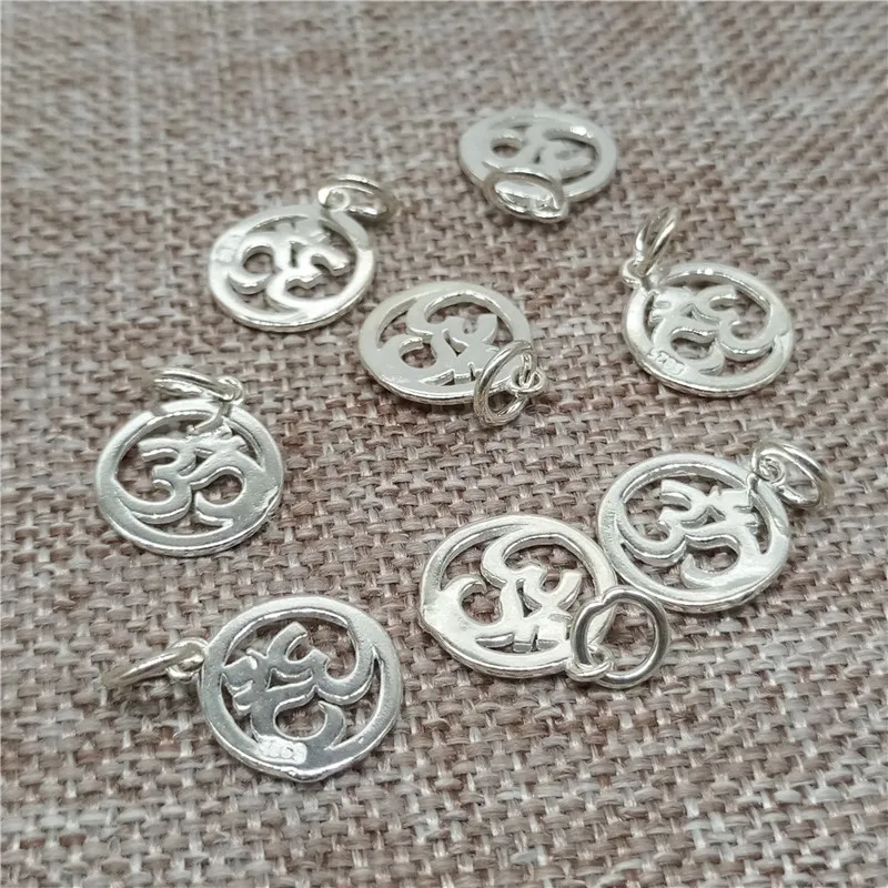 5pcs of 925 Sterling Silver OM Charms 11mm for Yoga Meditation Bracelet Necklace - Image 4