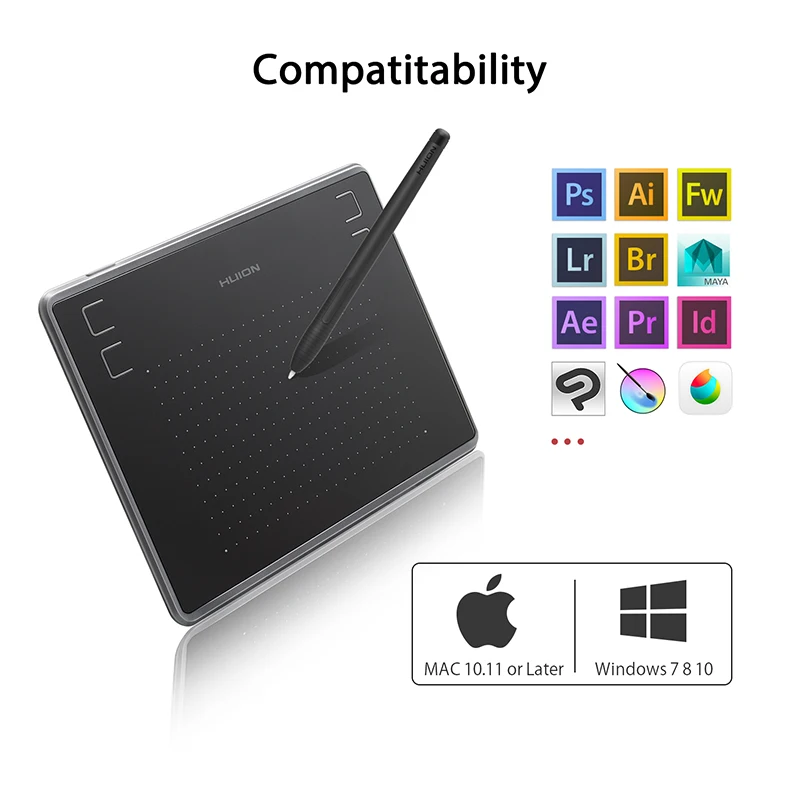 Huion 4X3 Inci H430P Pena Gambar Grafis Tablet Digital Tablet 4096 Tingkat Sensitivitas Tekanan dengan Desain Bebas Baterai