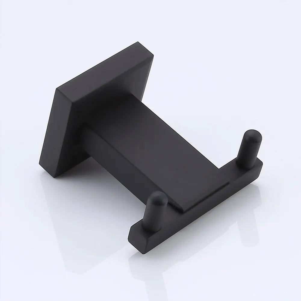 Wall Mount Matt Black SUS 304 Stainless Steel  Double Towel Hook for Bathroom Robe Hook in Shower Hook--