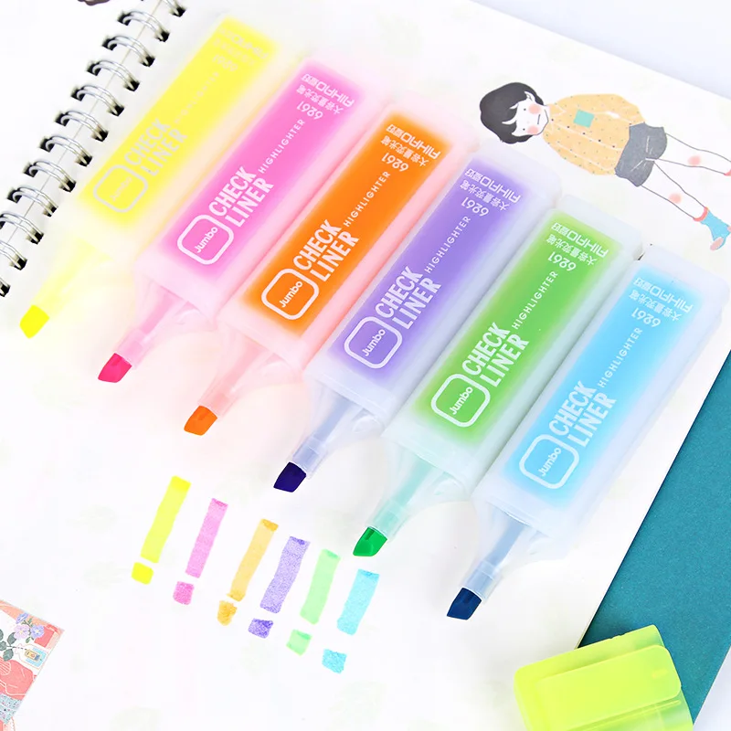 

6Pcs/Set Highlighter Pen Water Color Fluorescent Marker Pen For Drawing Graffiti School Stationery Art Supplies