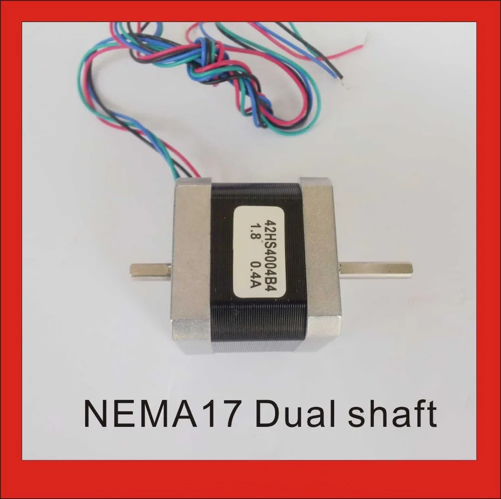 Top grade NEMA 17 Stepper Motor Dual Shaft for CNC 3d Printer 0.4A 56 oz-in Body Length 40mm CE Rohs Stepping Motor