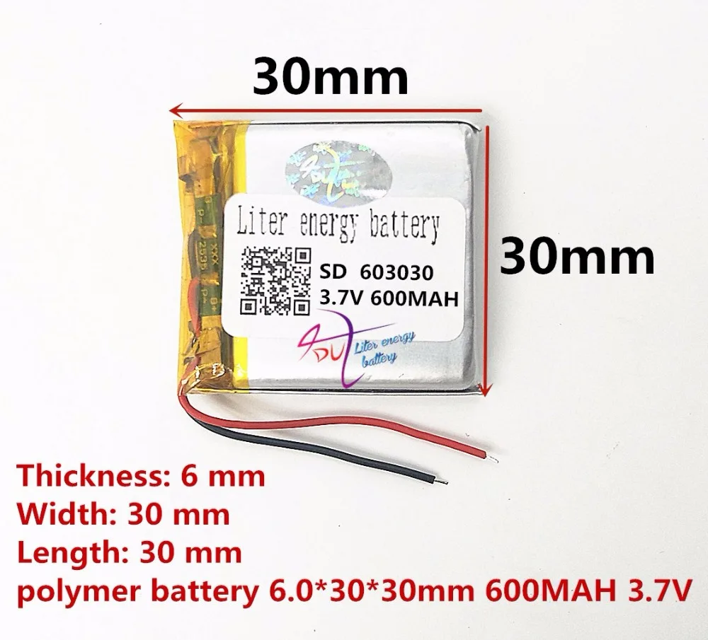 3.7V 603030 600mah lithium- polymer battery For toys speaker Tachograph,GPS TK103,GEOZON watches