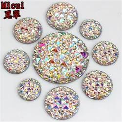 Micui 10/12/14/16/18/20/30mm AB Clear Resin Rhinestones Acrylic Crystals Round Flatback Stone Beads DIY Scrapbooking Crafts MC40