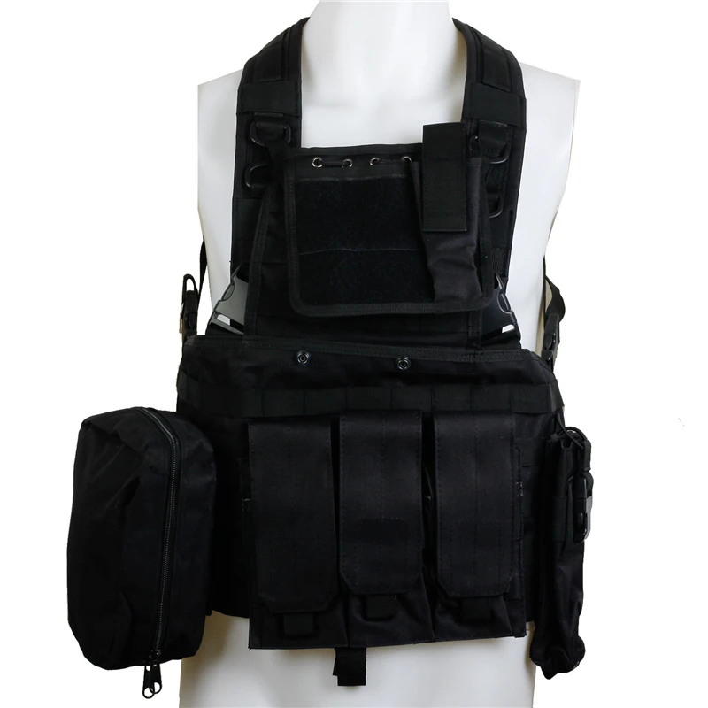 

RRV Molle Airsoft Tactical Vest Black Body Armor Combat Assault Chest Rig Police Paintball Hunting Vest