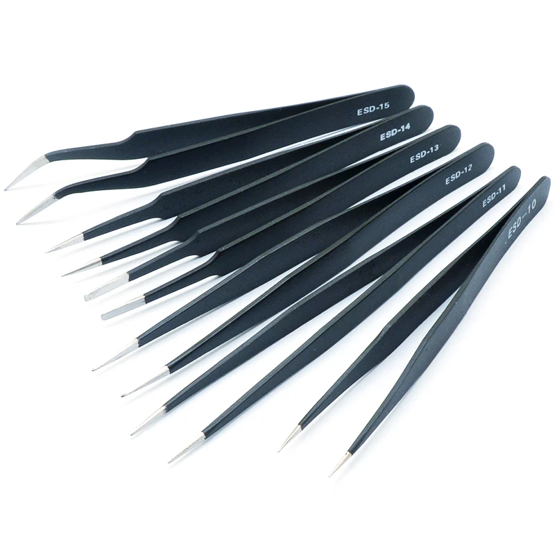 

YYT Anti-static tweezers stainless steel tweezers special tip thickened tweezers elbow / pointed / flat mouth holding