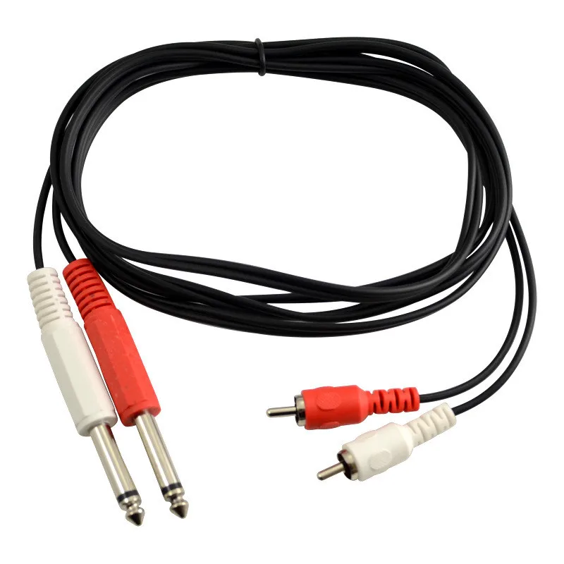 

1/4" 2 Dual 6.35mm Mono Male to 2 RCA Male AUX Audio Convertor Adapter Cable 1.8m/3m