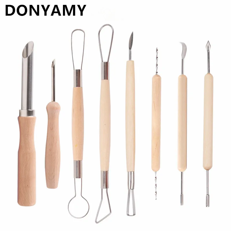 8Pcs/Set Clay Tools Polymer Clay Pottery Ceramics Sculpting Carving Modeling Tools Handmade Art Craft Knife Set