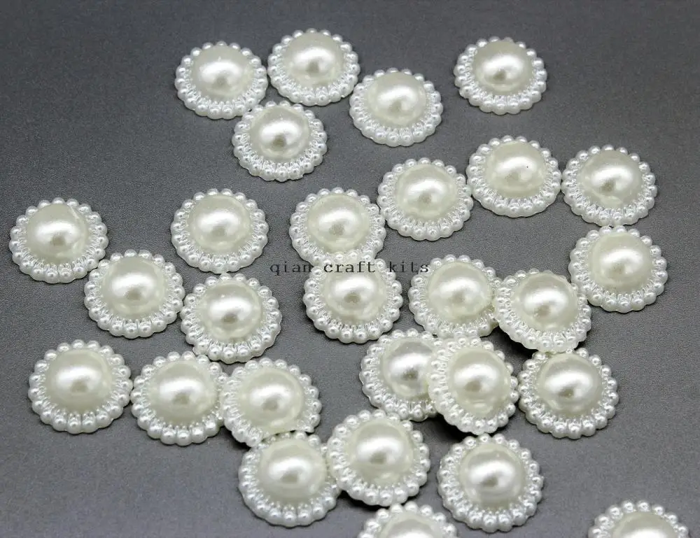 500pcs big ivory Pearlized sunflower Cabochons 16mm Resin Flower Shaped soft glow flatback deco pieces