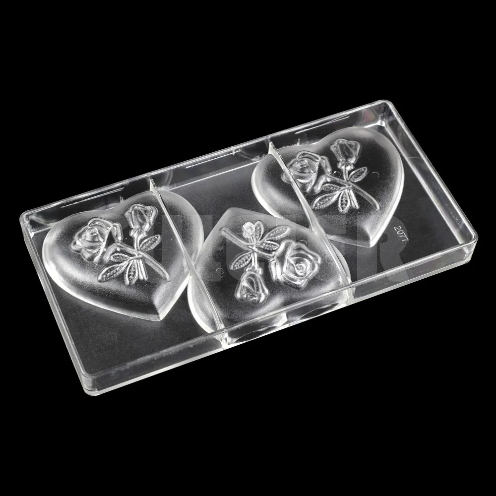 large heart shape baking mold polycarbonate chocolate moulds plastic fondant decor candy molds pastry cake chocolate making tool