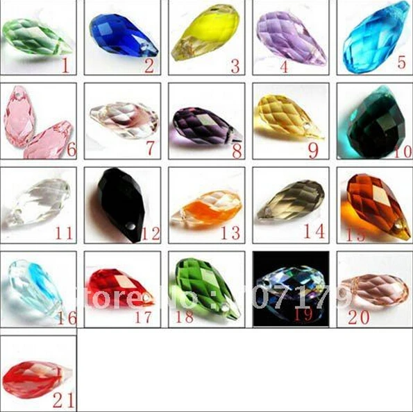 Free shipping~! 100Pcs/lot 6*12mm,8*13mm Mixed Color Crystal teardrop beads Briolette Pendants