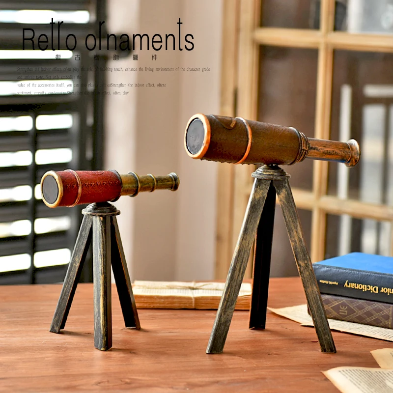European Retro Creative Support Telescope, Living Room, Study Clubs, Wine Cooler, Desktop Decorative Ornaments, Props - Image 2