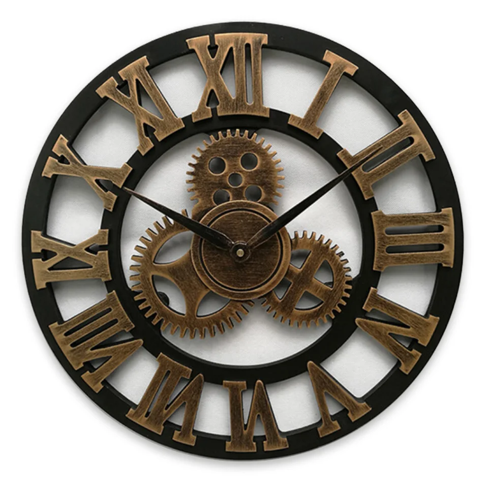 40/45/50cm 3D Wall Clock Large/Wooden/Vintage Wall Clocks Silent/Antique Big Wall Watches Home Decor For Living Room