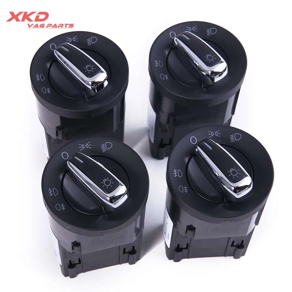 4pcs  Chrome Headlight Foglamp Switch Contorl Set For V-W Jet-ta Golf G-ti MK4 PASSAT  B5  Bora B-eetle