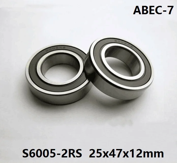 

5pcs S6005-2RS S6005 2RS 25x47x12 mm ABEC-7 Stainless Steel hybrid Si3n4 ceramic bearing for fishing reel 25*47*12 6005 6005RS