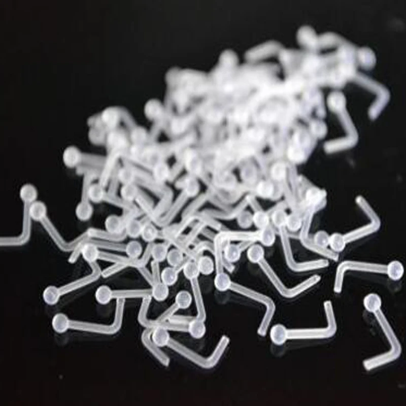 100pcs L shape nose Studs acrylic 20G nose Bone Body jewelry Piercing Nose rings Lip Eyrbrow Bar