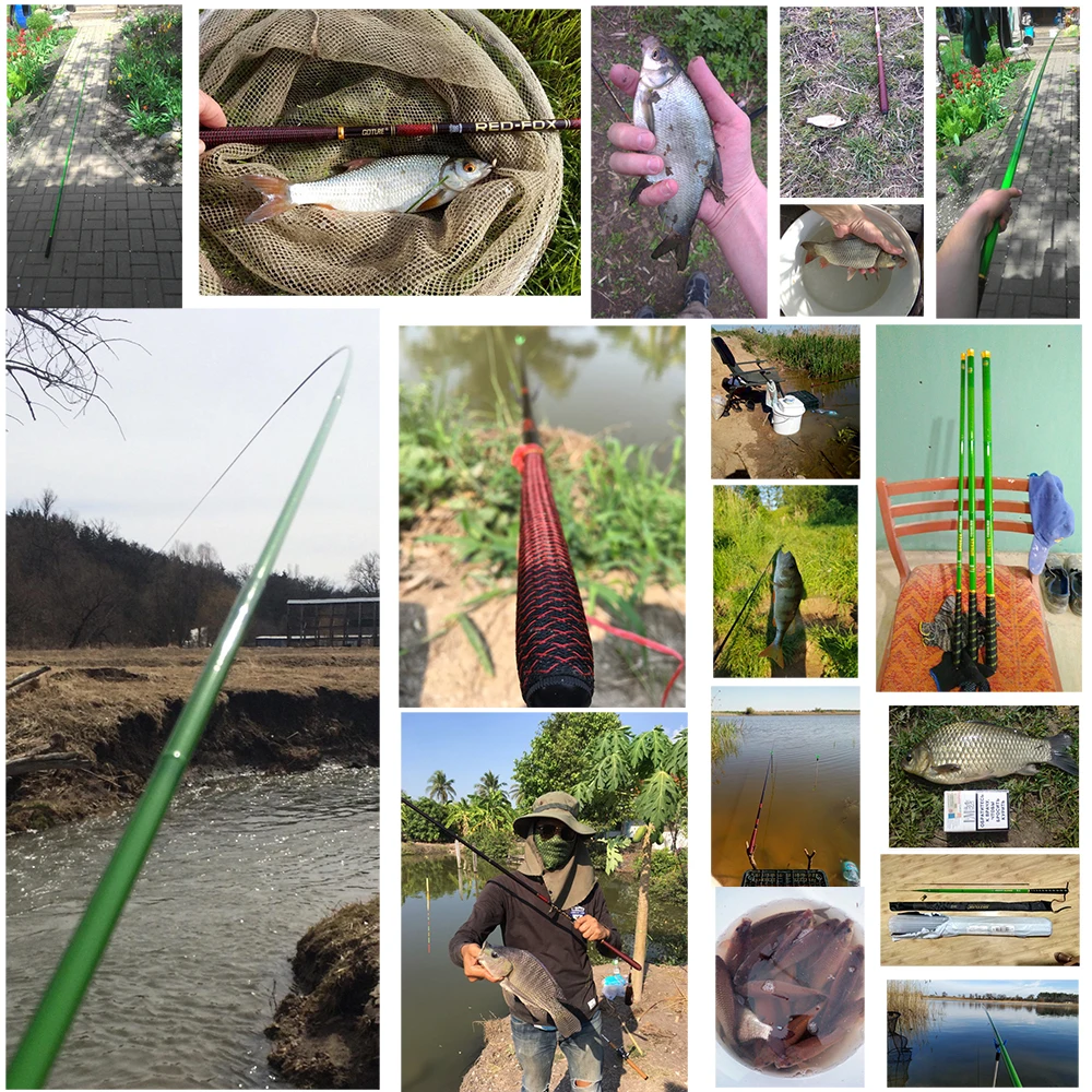 Goture BREEZE/RED-FOX Stream Telescopic Fishing Rod Carbon Fiber Tenkara Fishing Pole Carp Rod 3.6M 4.5M 5.4M 6.3M 7.2M