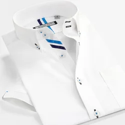 SmartFive 100% Cotton White Shirt Men New 2022 Summer Short Sleeve Shirt Slim Fit Casual Business Shirts Men