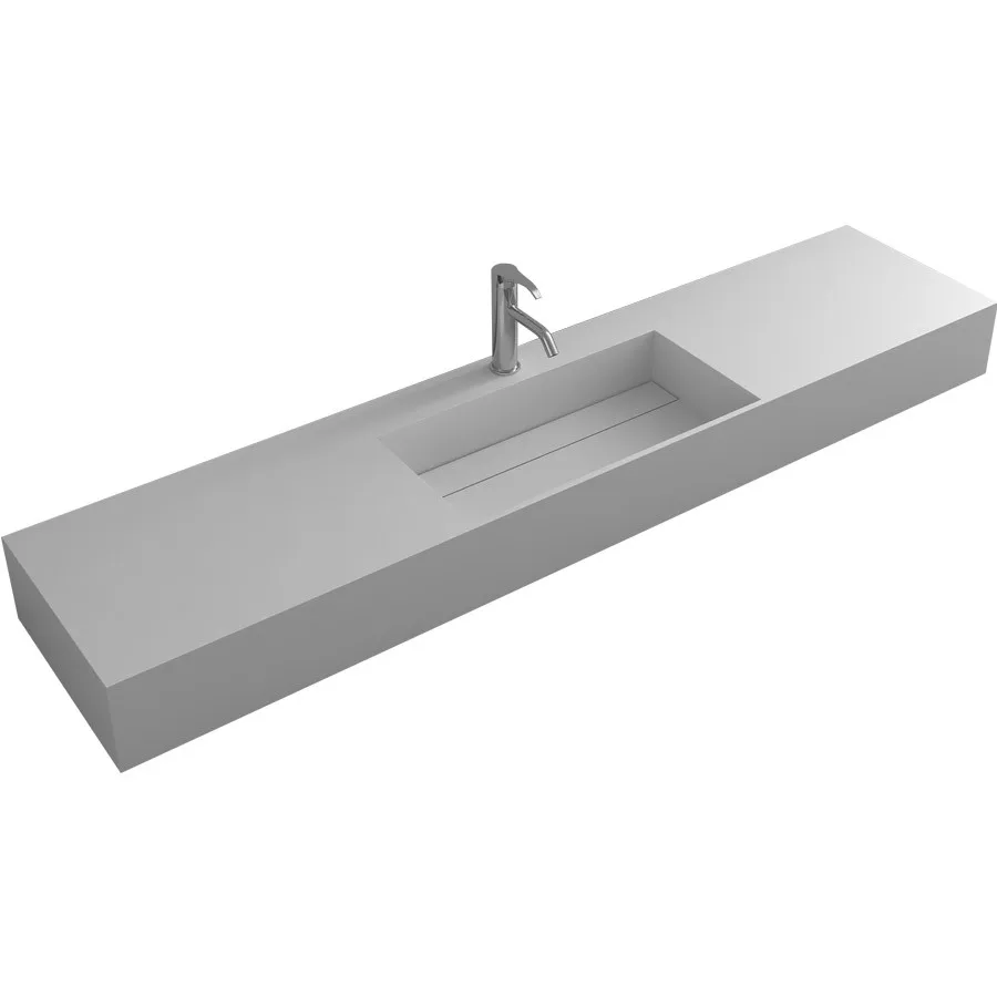 CUBE 160 cm Wall Hung Wash Basin Stone Solid Surface Pre-drilled Hole RS38449A