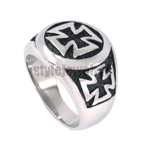 German Army Iron Cross Ring Stainless Steel Jewelry Masonic Motor Biker Knight Men Wholesale Ring SWR0056A