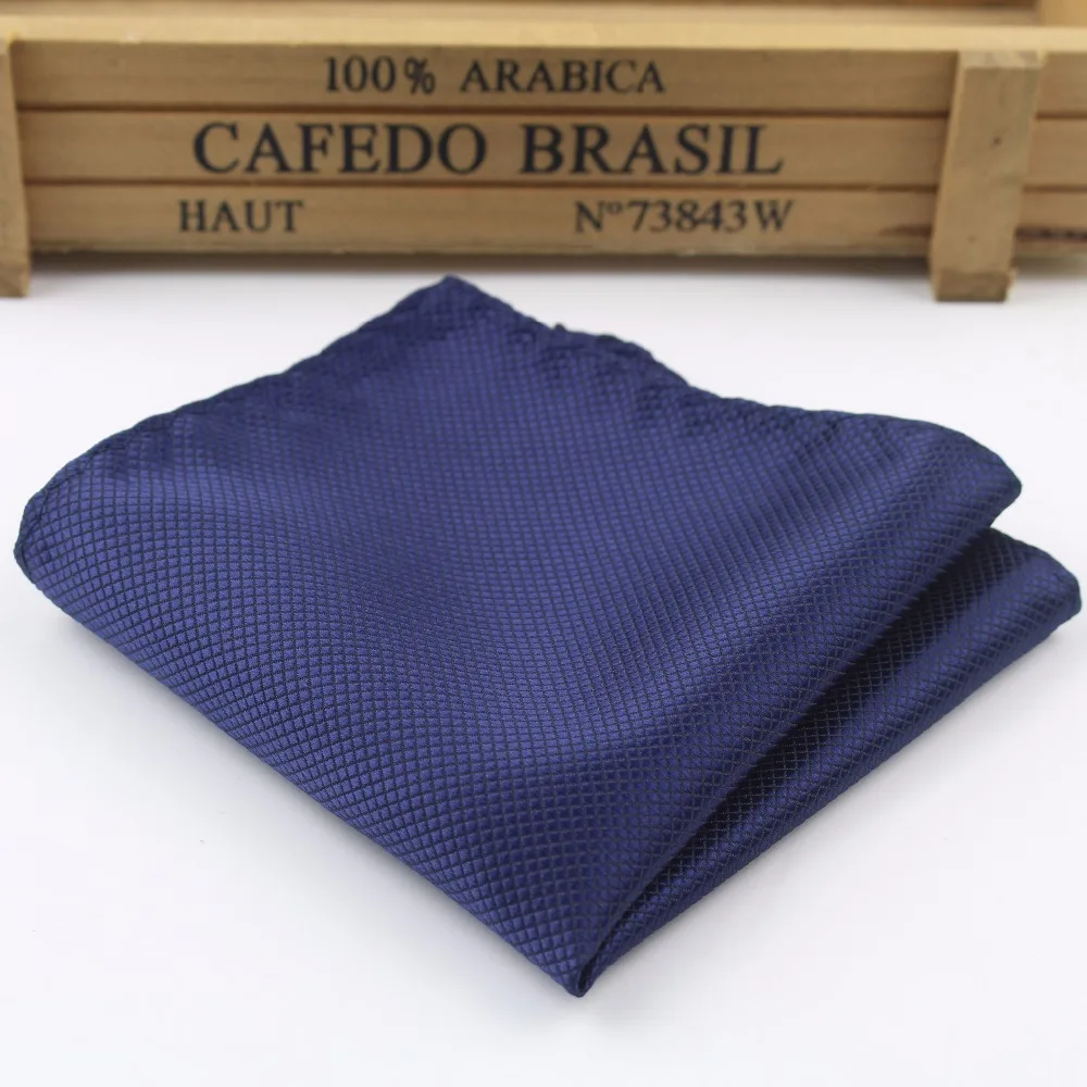 Solid Color Vintage Fashion Party Men's Handkerchief Groomsmen Men Polyester Plaid Pocket Square Hanky Handkerchiefs No.1-20