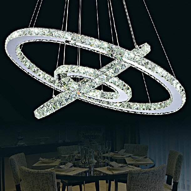 

Crystal LED modern pendant lights circle fashion personality living room bedroom LED lamps