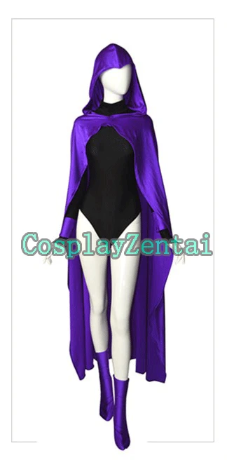 Raven Superhero Cosplay Costume Spandex Zentai Suit Spandex Bodysuit Jumpsuit halloween costumes for woman with Cape Hot Sale