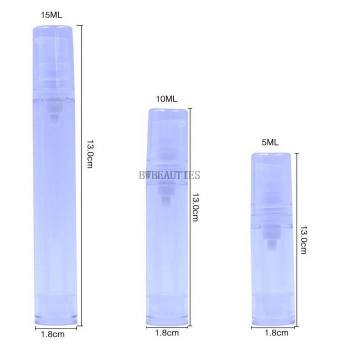 500Pcs/Lot  5ml/10ml/15m Plastic Travel Cream Refillable Bottle Clear Airless Pump Emulsion Vacuum Lotion Packing