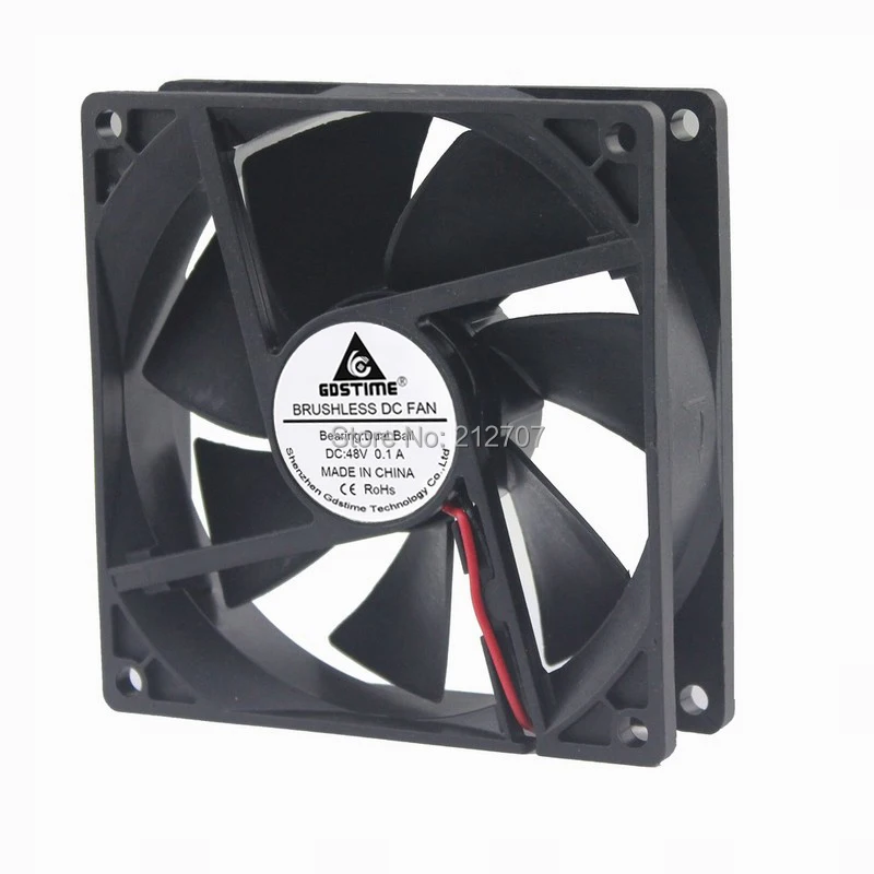 5 Pieces Gdstime DC 48V 0.1A 2 Wire 90mm 9CM 92x92x25mm Server Square Cooling Fan