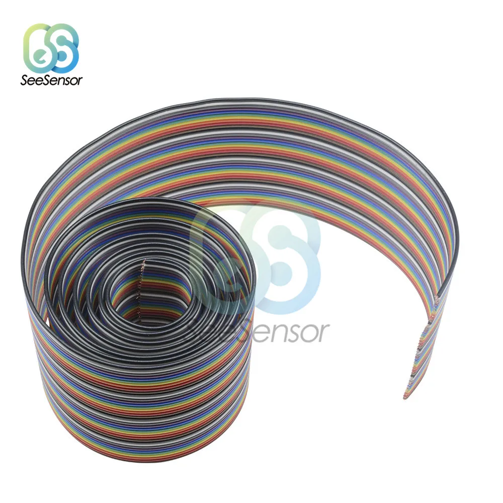 40 Pin Rainbow Ribbon IDC Cable Wire 1m 3.3ft Rainbow Cable Flat Cable for Arduino DIY Electronic Kits