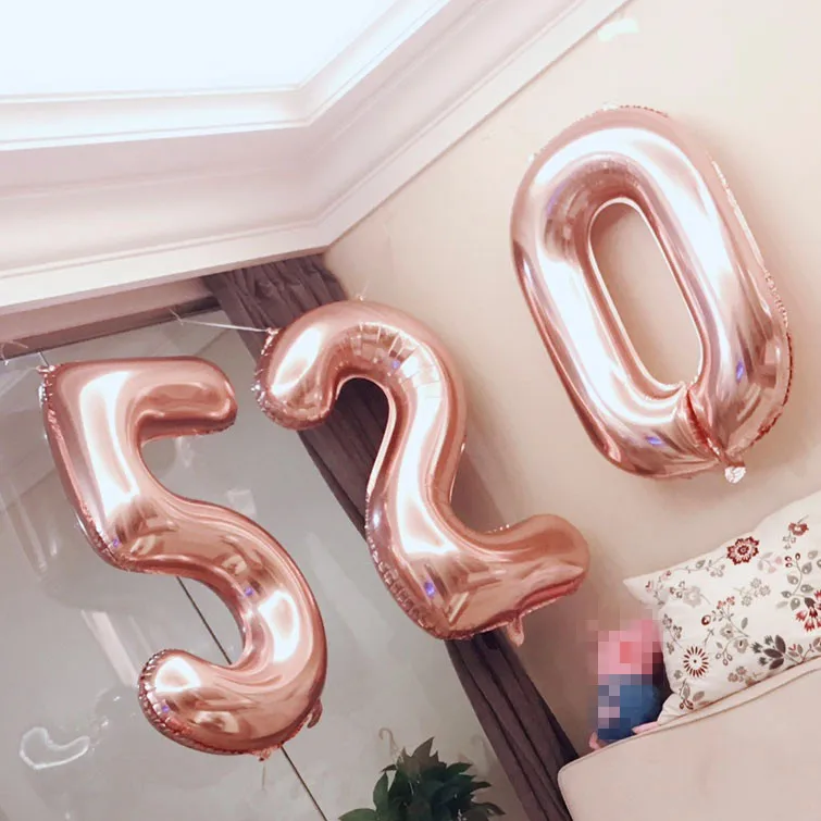 

1pc New 16 32 40 Inch Number Balloons Birthday Party Wedding Stage Decoration Rose Gold Aluminium Foil Kids Inflatable Toys