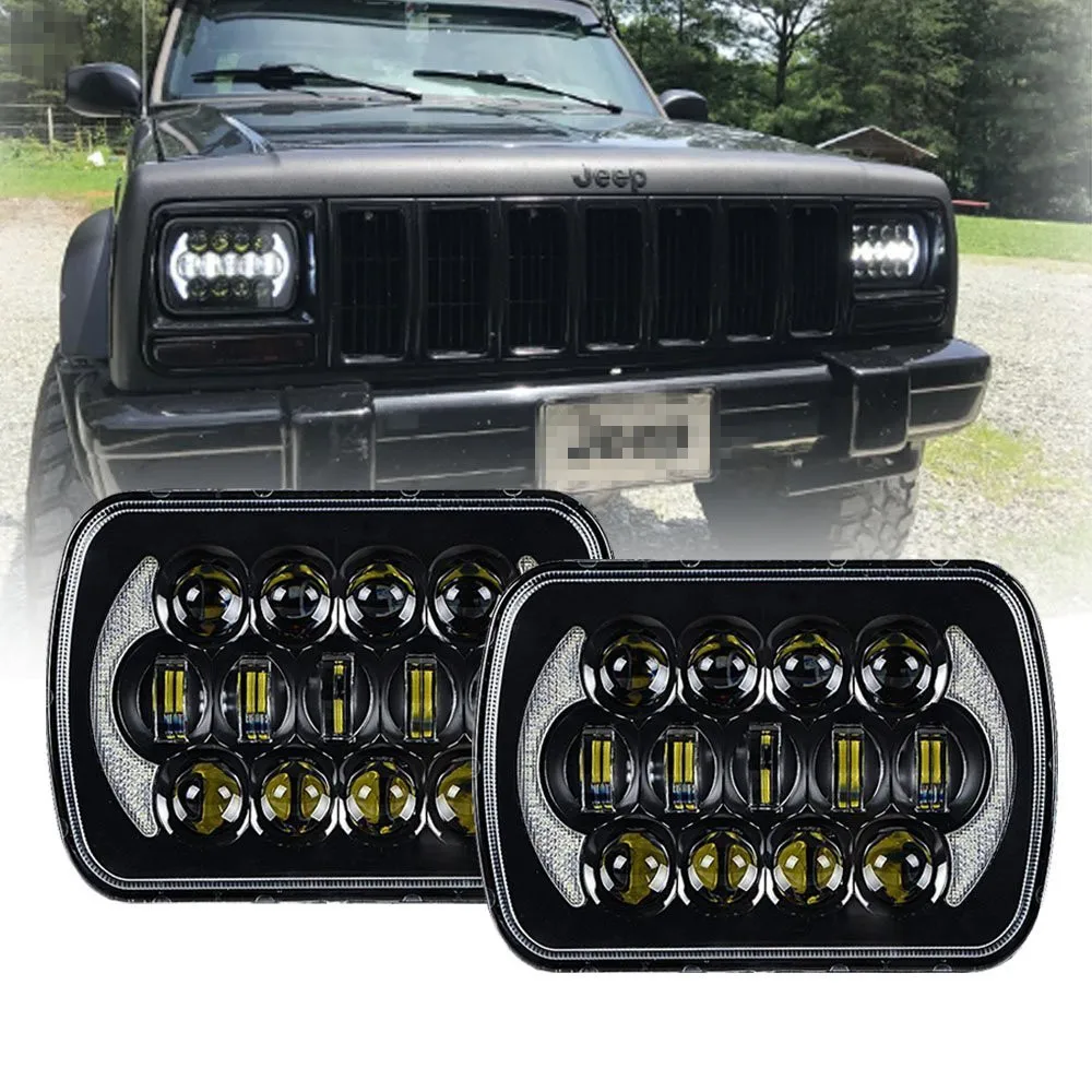

Автомобильные светодиодные фары 5x7 7x6 дюймов, 2 шт., для Jeep Cherokee XJ Wrangler YJ, аксессуары, передние фары в сборе