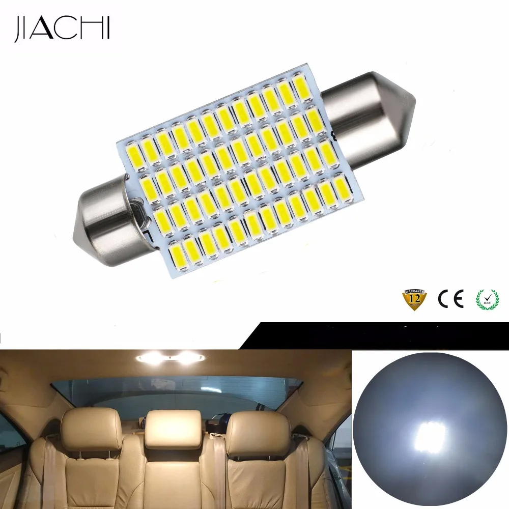 JIACHI 2PCS High Power Interior Dome Reading Lamp C5W C10W Led Bulb 41MM 42MM Car Festoon Light White For Auto Accessorie 12-24V