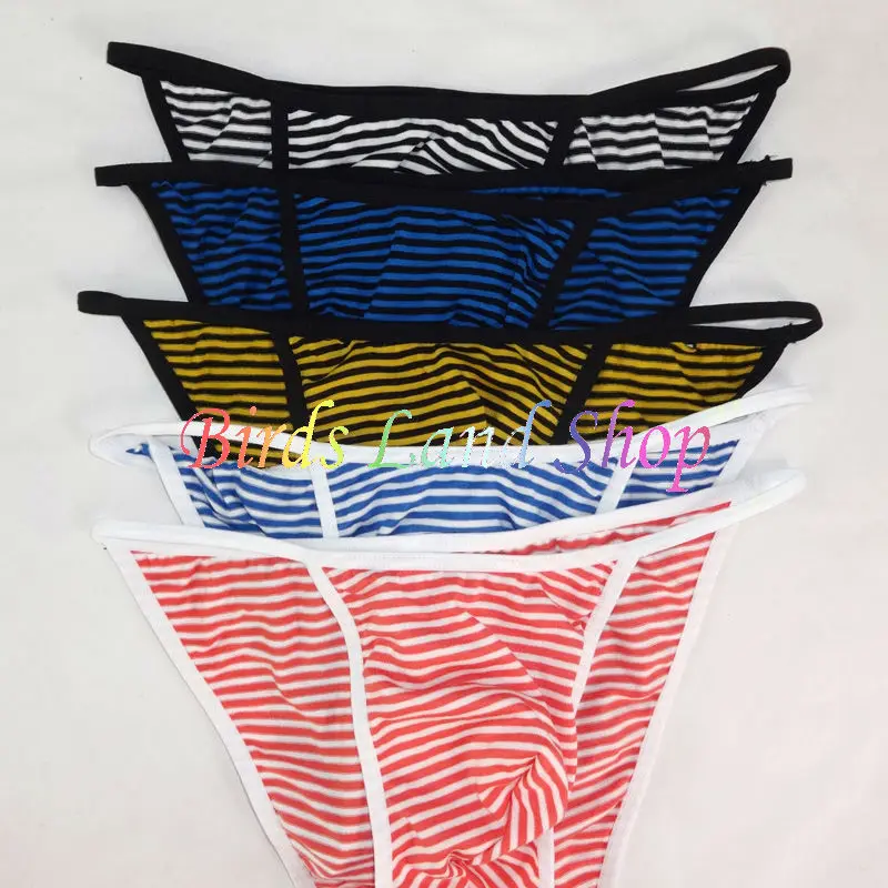 Mens String Bikini Stripe Jersy Poly/Cotton/Spandex G242C