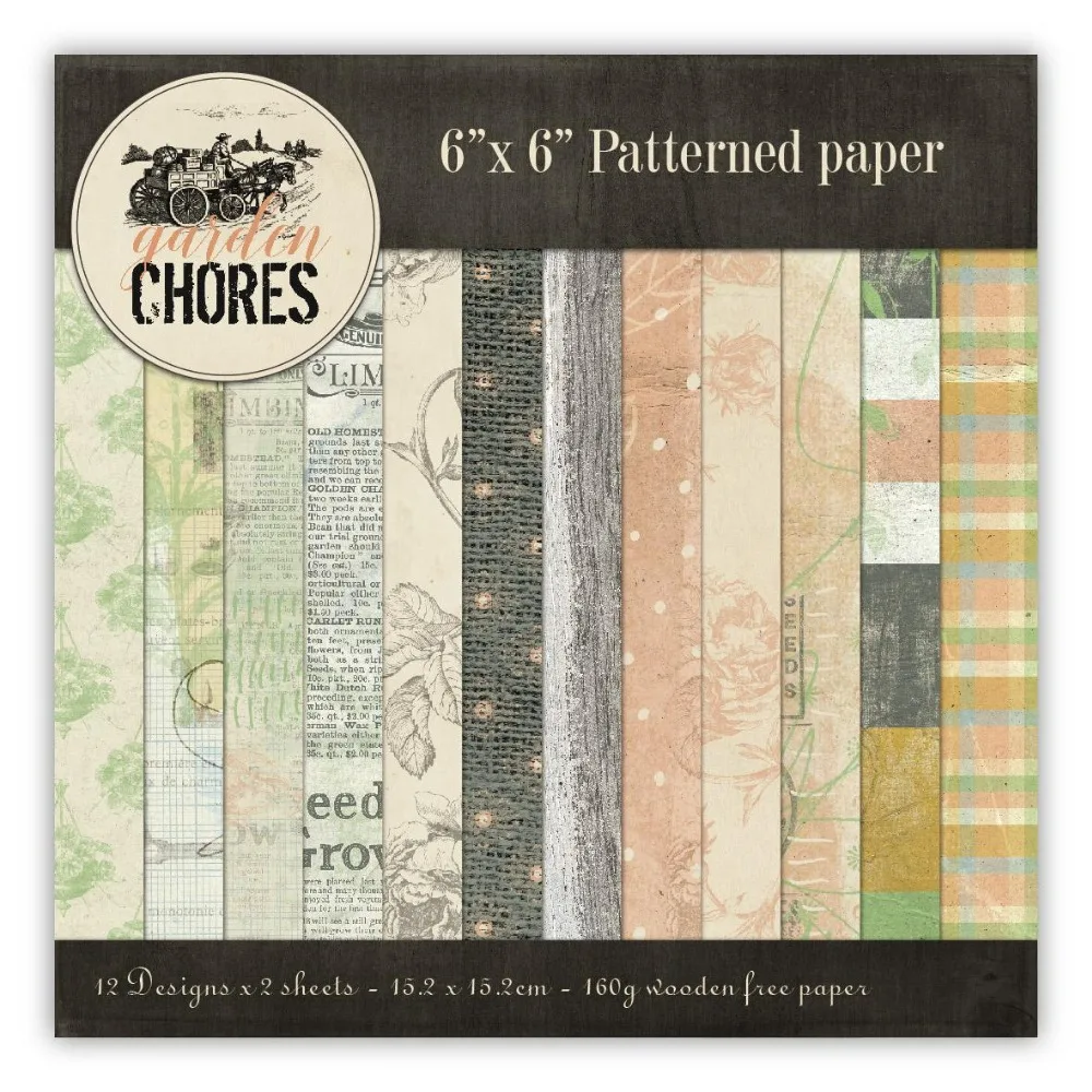 Garden chores Scrapbooking paper pack of 24 sheets handmade craft paper craft Background pad H838