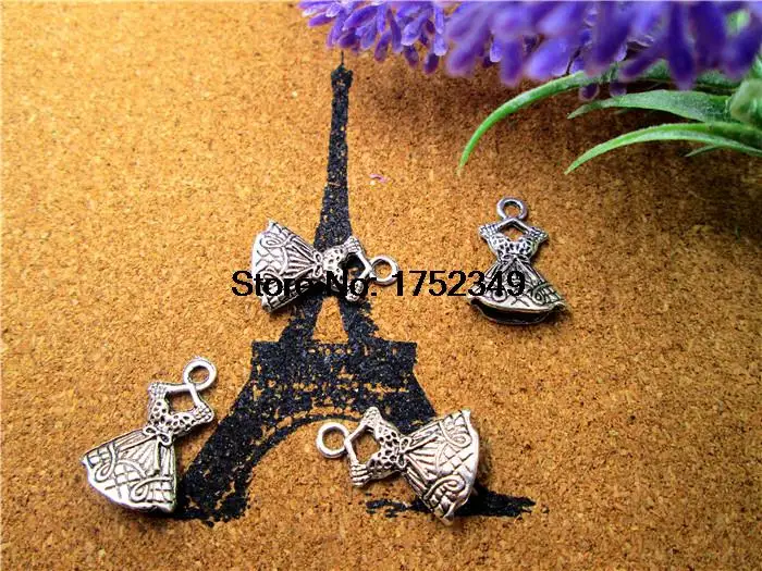 25pcs--Dress Charms Antique Tibetan Silver Tone Adorable Party Style Dress pendants/charms 21x17mm