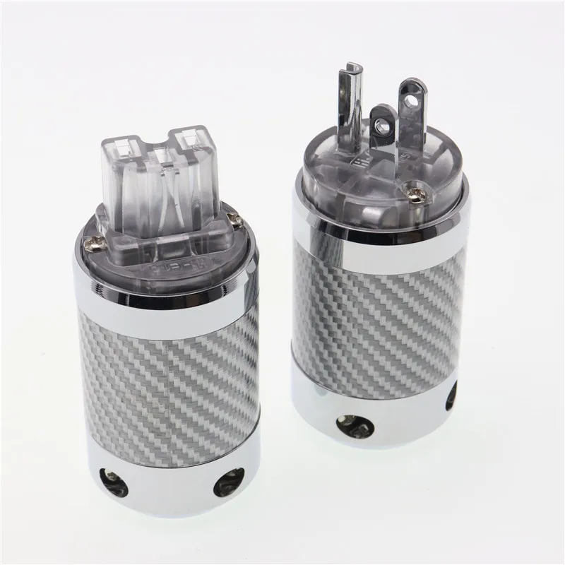 

YJhifi Carbon Fiber Rhodium Plated DIY AC Power Electrical Male female connector IEC US Plug