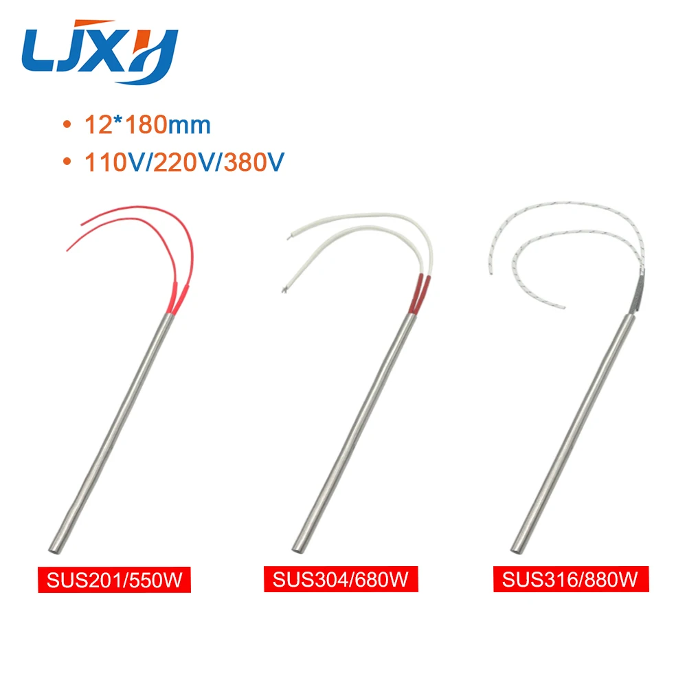 LJXH AC110V/220V/380V Mould Dry-burning Heat Pipe Heating Element Cartridge Heater 12x180mm Tubular Size 10pcs/lot