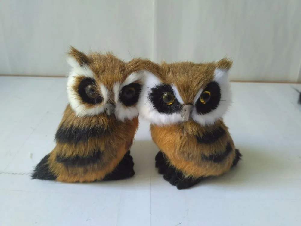 

simulation brown night owl about 8x6cm couples love owls model polyethylene& furs handicraft home decoration toy gift a1737