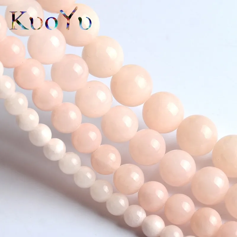 Natürliche hellrosa Jade Chalcedon Stein Perlen Runde lose Perlen für Schmuckherstellung 15"Strang 6 8 10 12mm DIY Armband Halskette