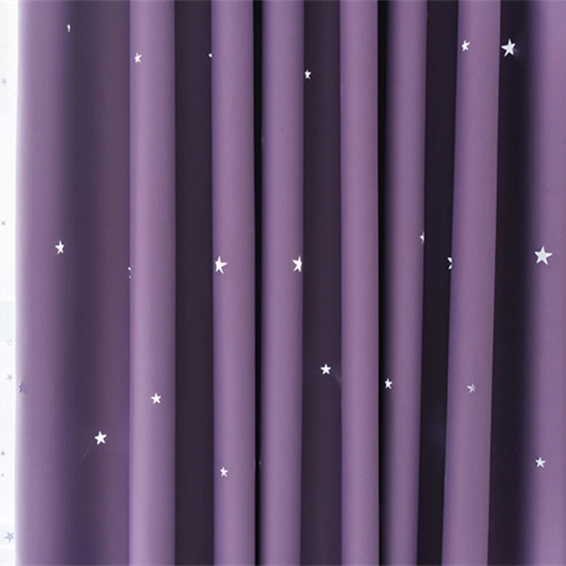 YCENTRE Laser Cutting Stars Purple Blackout Curtain Thermal Insulated Out Star Window Treatment for Kids/ Living Room /Bed Room