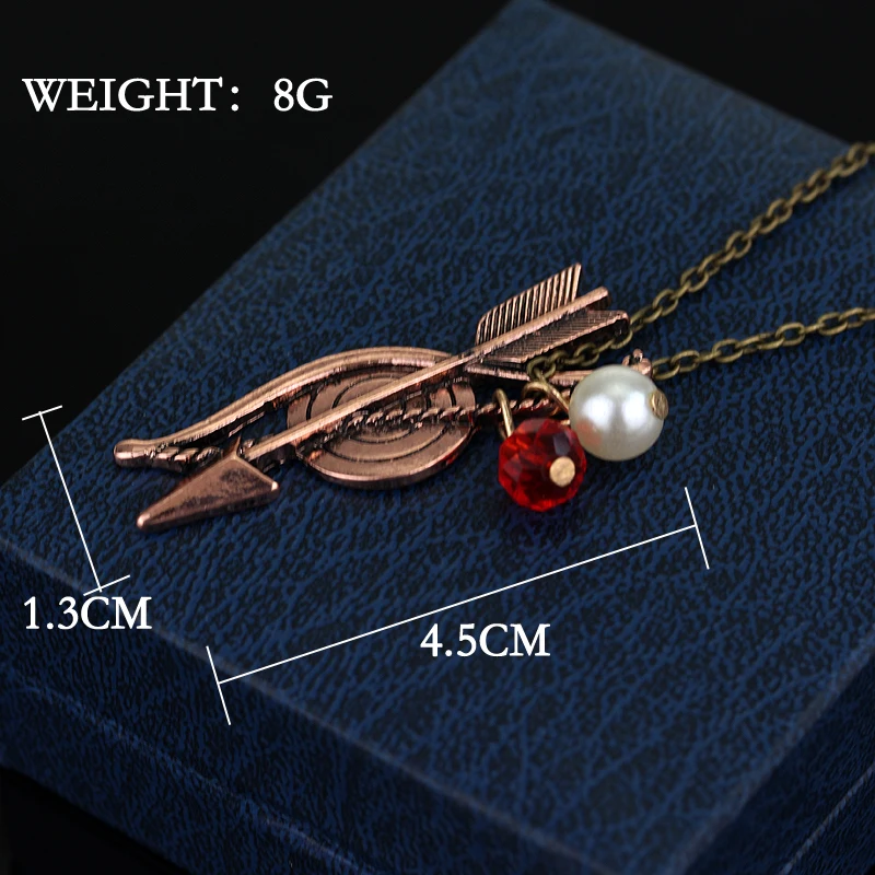 dongsheng Teen Wolf Necklace Bow Arrow Archery Archer Pendant Necklace Crystal Jewelry For Women Sweat Chain Accessories