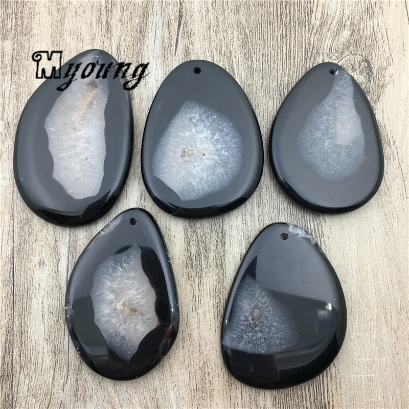 

Freeform Black and white Agates Quartz Slice Pendant Beads,Nature stone agat Charm For Jewelry Making My2024