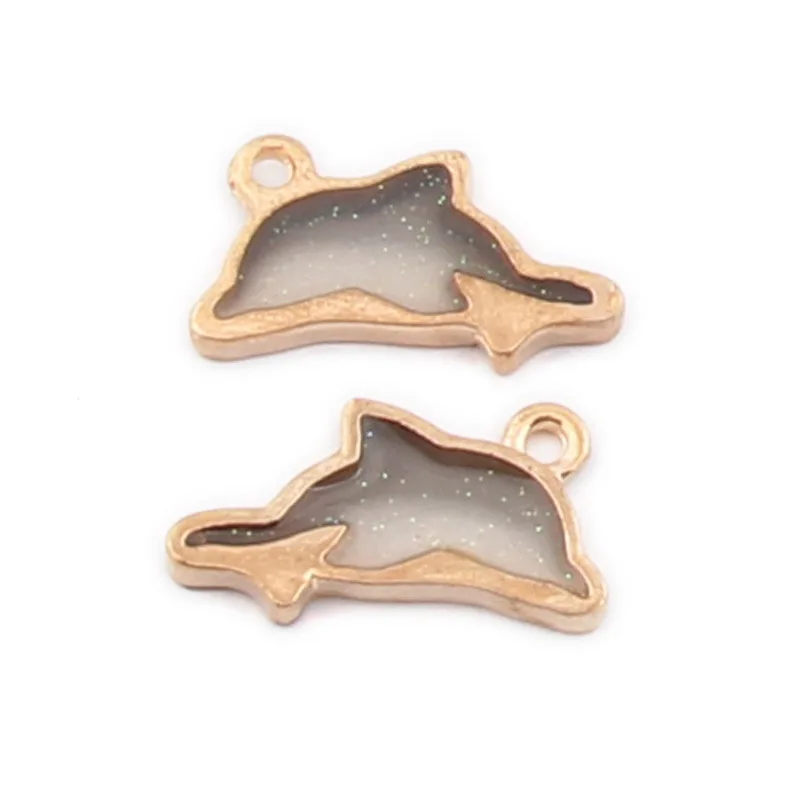 100pcs 20*10mm Q version of small animal dolphin drop oil alloy small pendant diy jewelry accessories wholesale