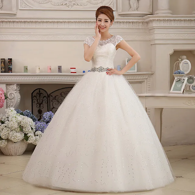 New Gorgeous Princess Tulle Wedding Dresses Crystal Sashes Bridal Gowns Romantic Floor Length Marriage Lace Ball Gown