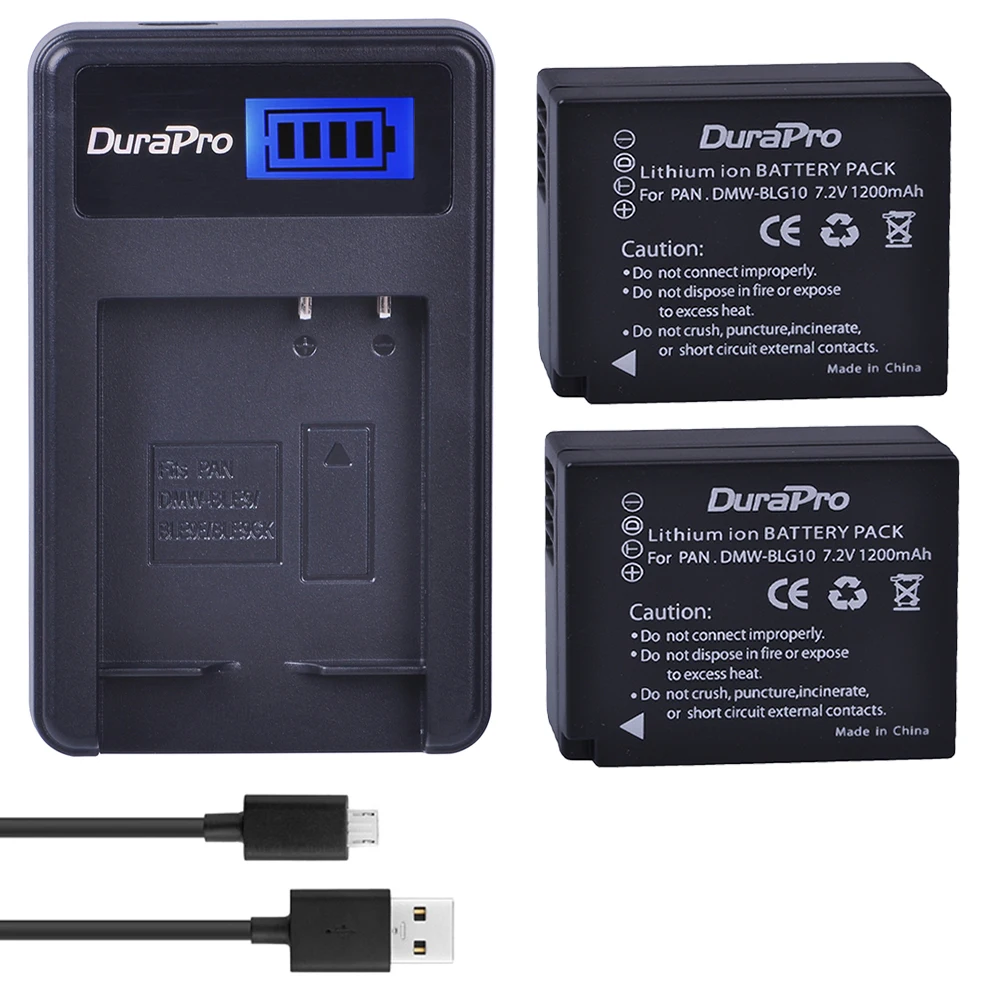 Durapro DMW-BLG10 BLG10 BLG10E Bateria DMW-BLE9 Battery+Charger for Panasonic LUMIX GF5 GF6 GX7 LX100 GX80 GX85 Accessories